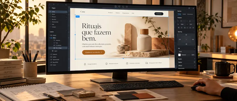 Site sendo desenhado em um monitor